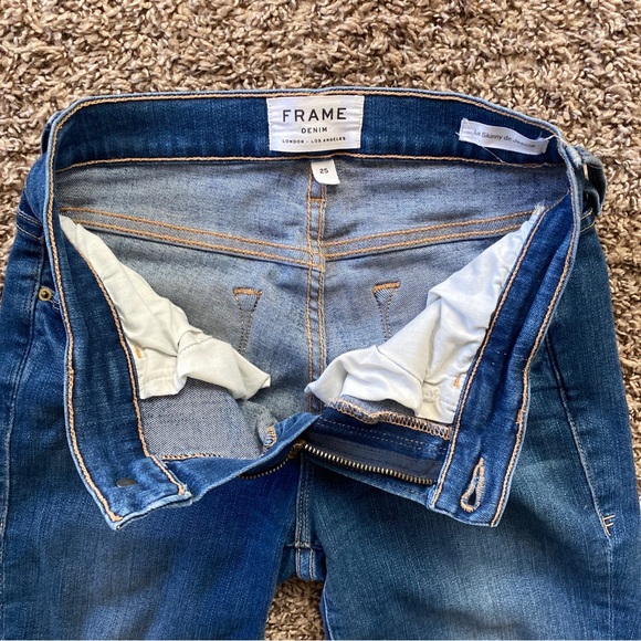 Frame Denim Le Skinny de Jeanne Blue Jeans Distressed Size 25 - Picture 11 of 12